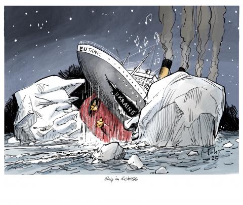 The Europe-ship is ripped open on the Ukraine flank by iceberg Putin and sinks.