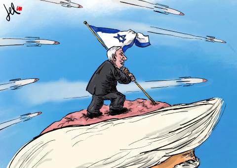 flag netanyahu trump cartoon del rosso