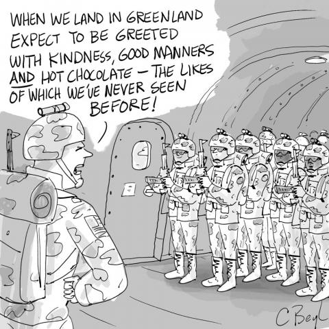 Troops in plane waiting to invade Greenland