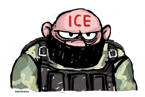 ICE tattooed on the forehead