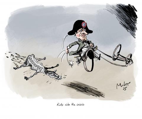 President Macron trying to govern without power just as well as to ride without horse.