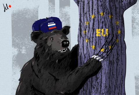 cartoon by emanuele del rosso about putin and europe