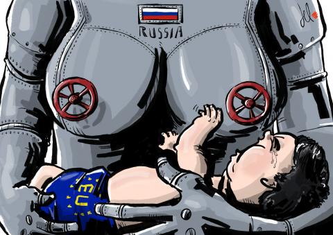 cartoon by emanuele del rosso about europe and russian gas and coal