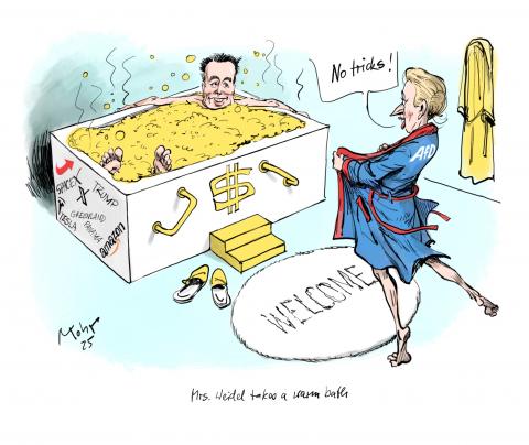 Elon Musk and Alice Weidel meet for an interview.