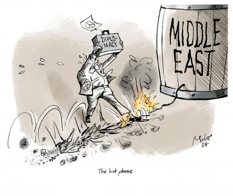 International diplomatic efforts to prevent an impending war between Israel and Iran and its allies.