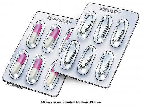 US buys up world stock of key Covid-19 drug.