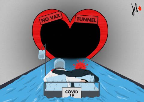 cartoon by emanuele del rosso about no vax