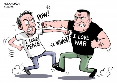 Fight Between Peace and War Supporters.