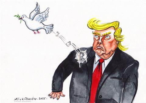 Pigeon defecates on Trump