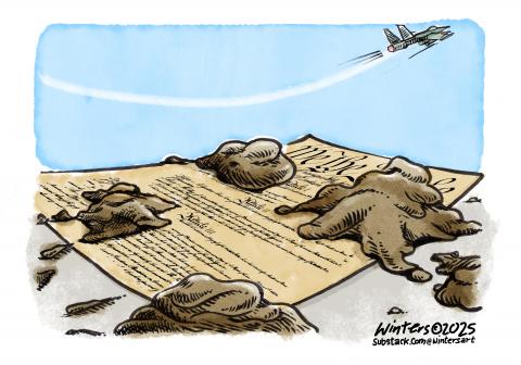 Trump Bomber jet dropping feces on the U.S. Constitution