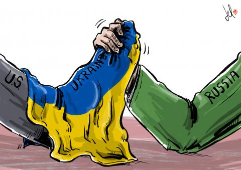 cartoon by emanuele del rosso about USA russia and ukraine