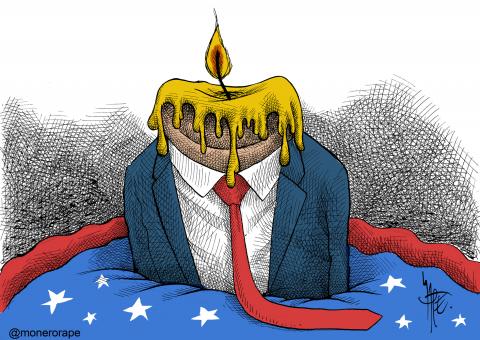 Trump marks his first anniversary as President of the United States, arriving completely washed up and ridiculed for his stupid decisions.
