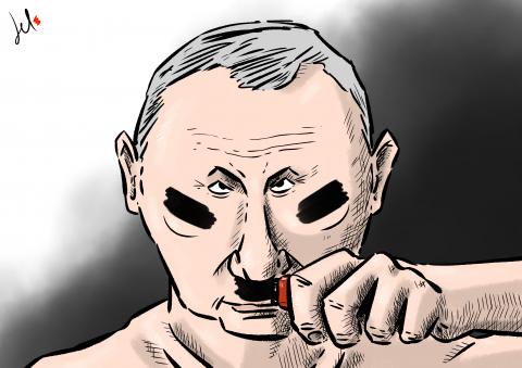 cartoon by emanuele del rosso about russia and ukraine and putin