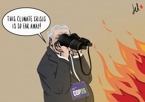 cartoon by emanuele del rosso about climate change and cop26