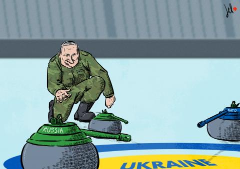cartoon by emanuele del rosso about putin and ukraine and nato