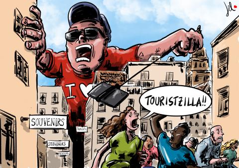 mass tourism cartoon del rosso