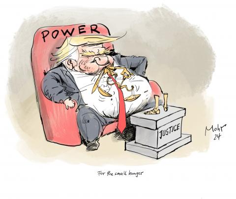 Powerful Donald Trump eating the justice