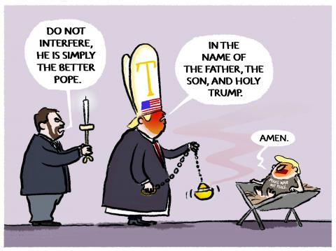 Donalds new brainchild...being pope, being Jesus, being God.