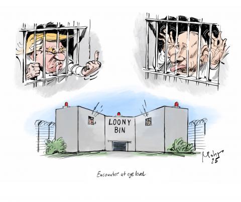 Trump and Putin insult each other in the mental hospital.