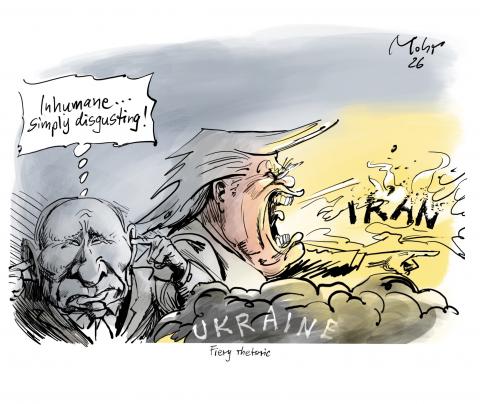 Trump curses Iran while Putin can hardly bear his rhetoric.