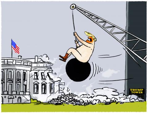 Trump as the wrecking ball forthe white house...