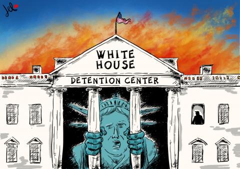 white house trump regime del rosso cartoon