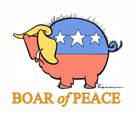 Republican logo depicting Trump as a boar.