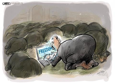 Cartoon about freedom in the Middle East