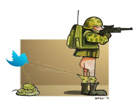 Cartoon about peace and social media