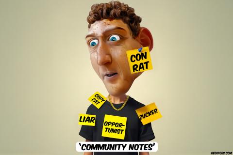 Mark Zuckerberg covered with sticky notes