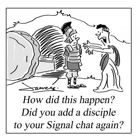 Pilate questions a Centurion about an empty tomb. 