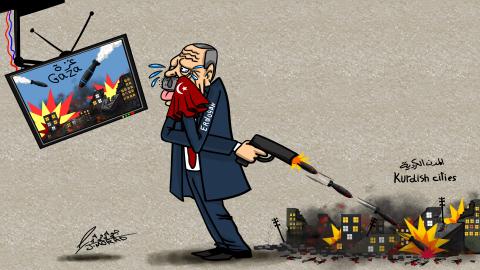 Erdogan cries for civilians in Gaza at the same time bombing civilians in Kurdish cities