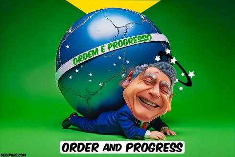 Bolsonaro crushed by bleu ball Brazilian flag