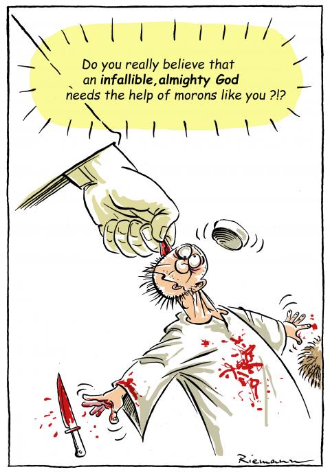 God chiding a murderous ISIS terrorist.
