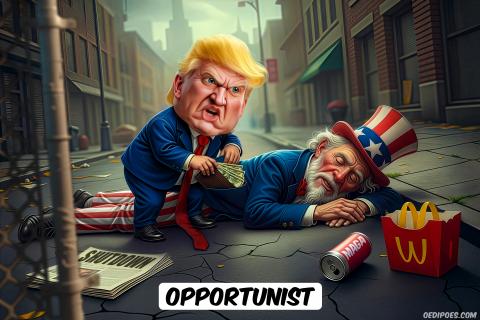 Trump stealing Uncle Sam's wallet