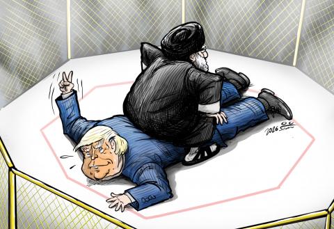 Trump declaring himself a Winer in a MMA Octagon Fight / War against Iran.