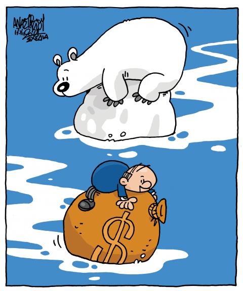 Cartoon about greed and climate change