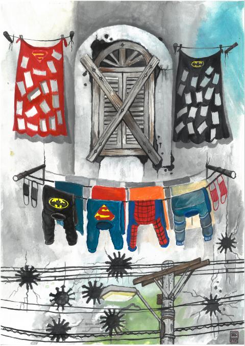 made by manual system with pens and watercolors