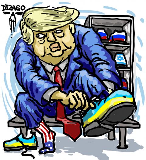 Trump reloads — now aiming at Moscow. The boots may be the same, but the marching orders change overnight. (Dizago)