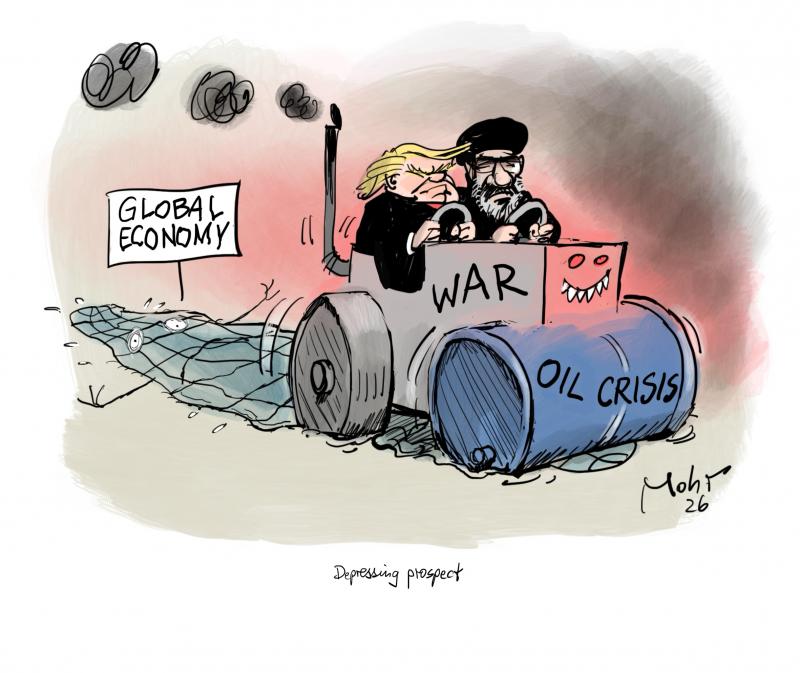 Trump and Chamenei on a steamroller crushing global economy.