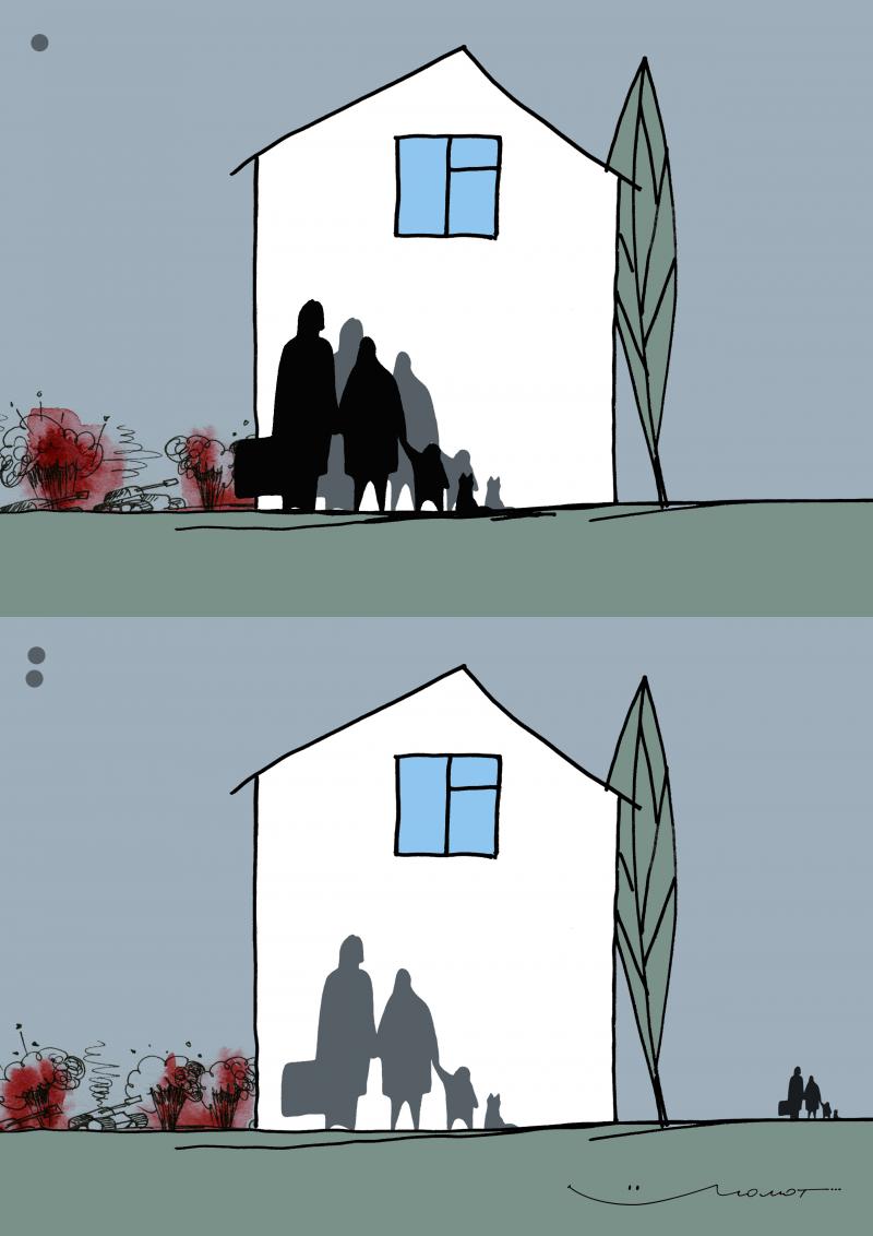 War and refugees, home migrants