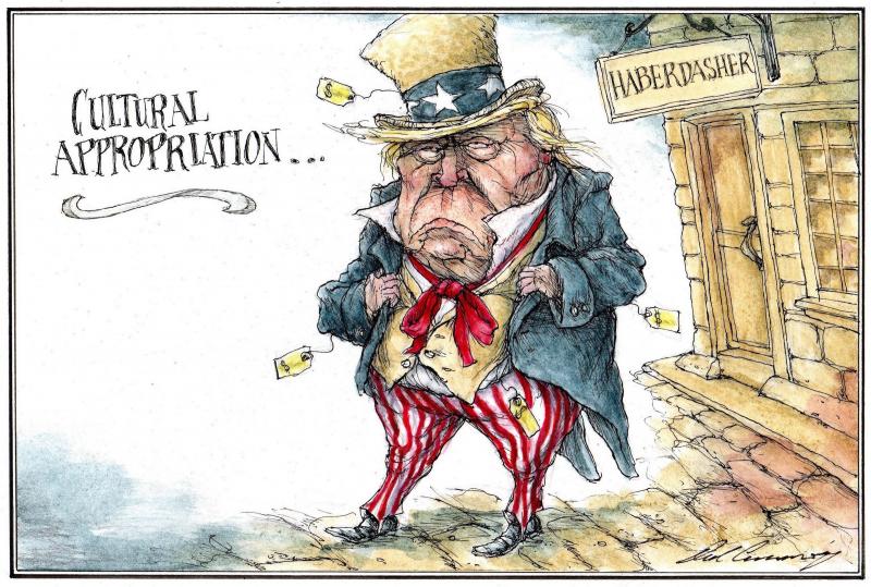 Donald Trump dressed as Uncle Sam.