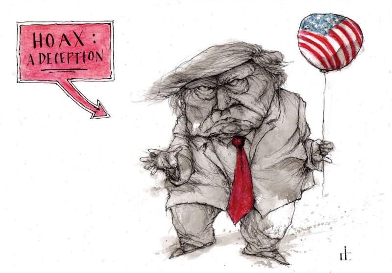 Trump holds flag balloon