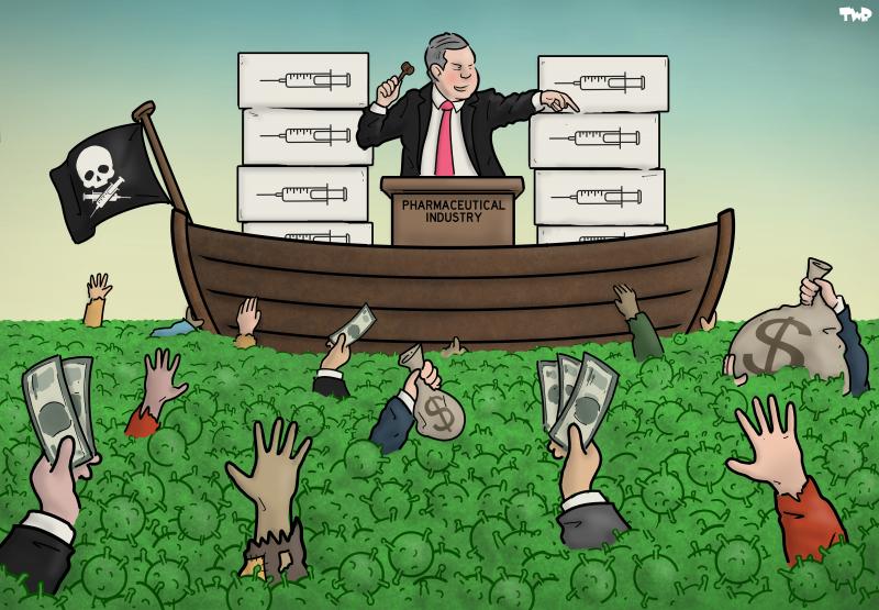 Cartoonabout the coronavirus vaccine