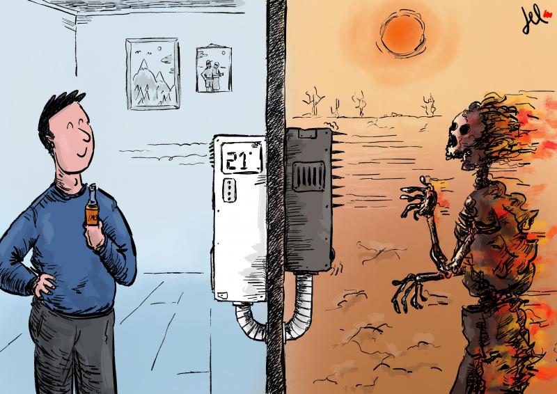 air conditioning which passes heat outside and things burn cartoon del rosso