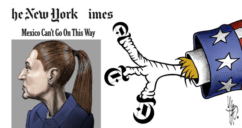The United States uses the NYT to insert an interventionist narrative against the progressive government of Mexico, headed by Claudia Sheinbaum.