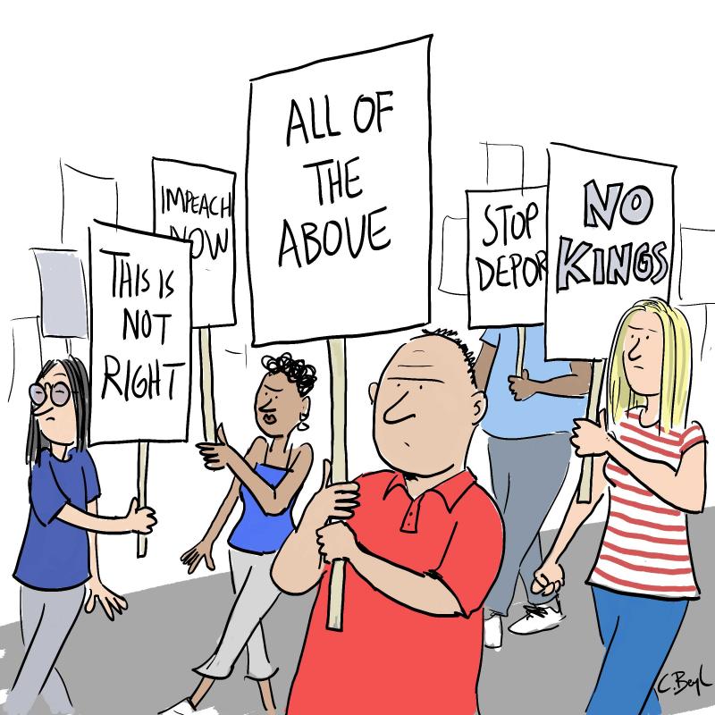 Protest Signs over Donald Trump