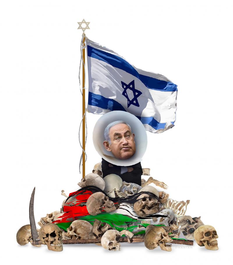 Netanyahu ignoring the deaths of Palestinians.