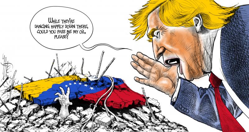 The callous Trump doesn't care about the victims of the earthquake in Venezuela. He only wants their oil.