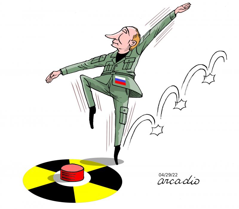 Putin menaces using nuclear weapons.